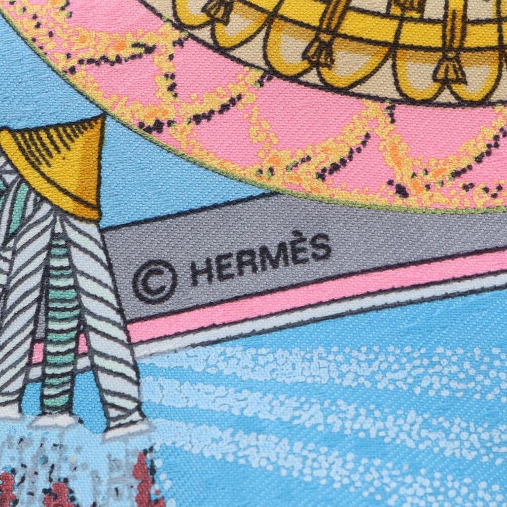 HERMES Blue Silk Scarf - Picture 2 of 4